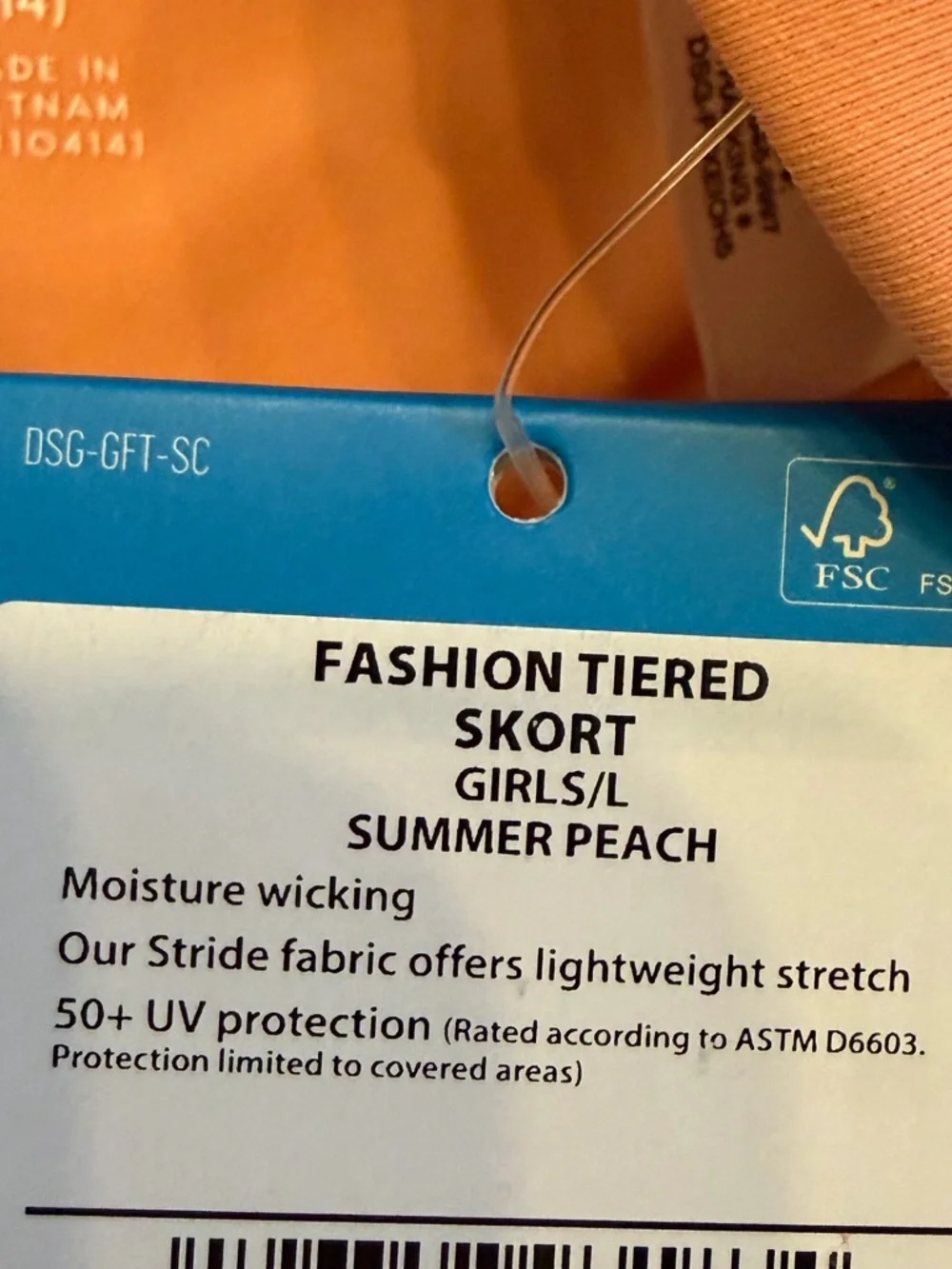 DSG FASHION TIERED SKORT GIRLS SUMMER PEACH Built in Shorts KIDS Large 14